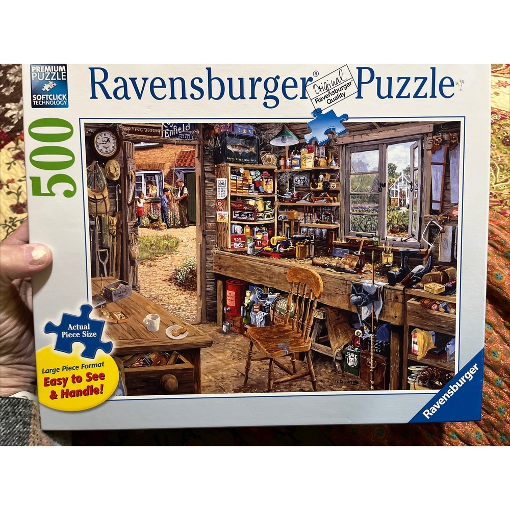 Ravensburger Dad's Shed 500 piece jigsaw puzzle large format 27x20" complete‎